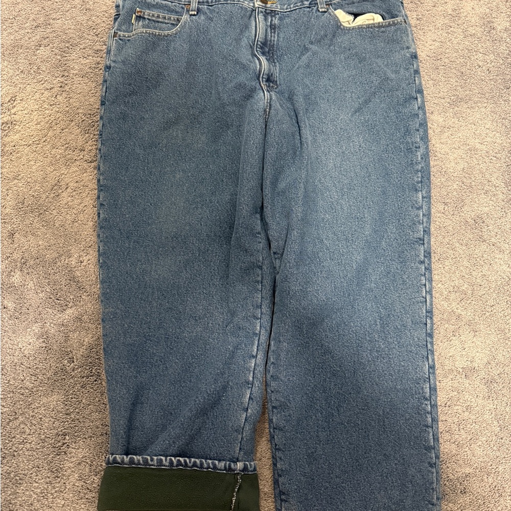L.L. Bean Blue Relaxed Fit Fleece Lined Denim Jeans Trousers Pants Men's 44x29